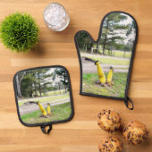 Im Garten wieder verloren Ofenhandschuh & Topflappen-Set (Oben Unten)