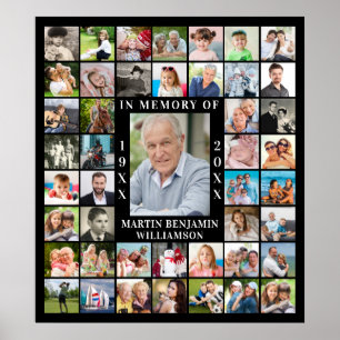 Im Gedächtnis von 45 Foto Collage Black Poster