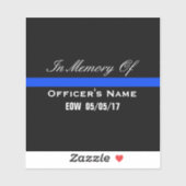 IM GEDENKEN DES FALLENBÜROS DÜNN BLUE LINE VINYL AUFKLEBER (Blatt)