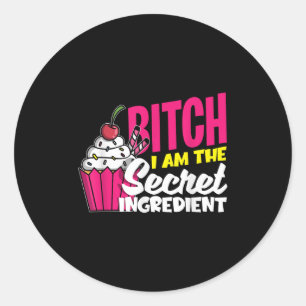 Im geheimen Ingredienz - Fun Baker Women Gif Runder Aufkleber