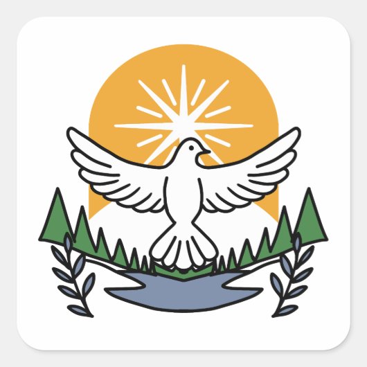 Im Geist Gottes erwachen wir - Glaube und Freiheit Quadratischer Aufkleber (Vorderseite)