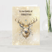 Im Geiste der Weihnachten Verziertes Goldhirsche Karte (Vorderseite)