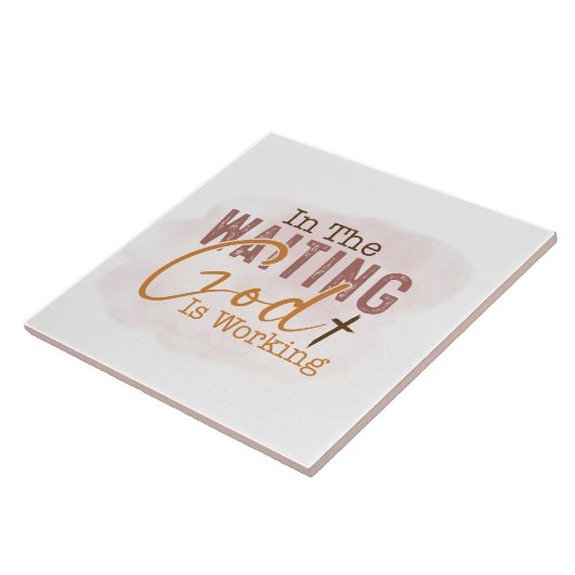 Im gewartet Gott arbeitet Christliches Zitat Fliese (Seite)
