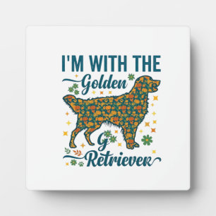 Im Golden Retriever Hund Halloween Kürbisse Blätte Fotoplatte