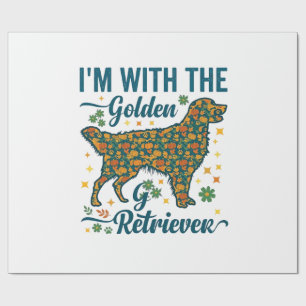 Im Golden Retriever Hund Halloween Kürbisse Blätte Geschenkpapier