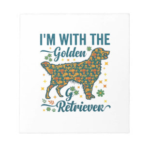 Im Golden Retriever Hund Halloween Kürbisse Blätte Notizblock