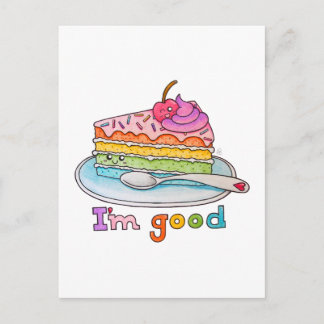 I'm Good, Kawaii Cartoon Rainbow Cake Postcard Postkarte