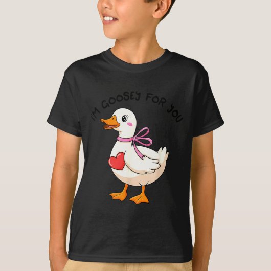 I'm Goosey For You Coquette Valentine Goose T-Shirt (Vorderseite)