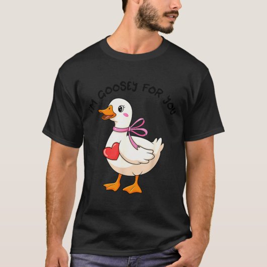 I'm Goosey For You Coquette Valentine Goose T-Shirt (Vorderseite)