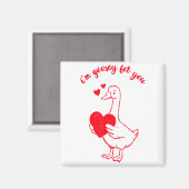 I'm Goosey For You Valentine Goose Hearts Minimal Magnet (Vorderseite/Rückseite)