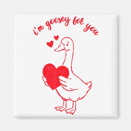 I'm Goosey For You Valentine Goose Hearts Minimal  Magnet (Vorne)