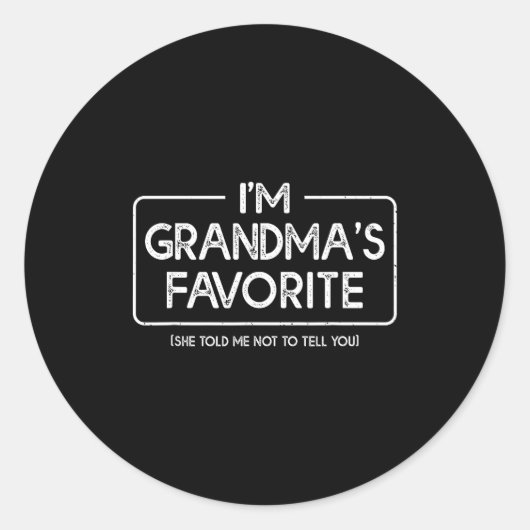 I'm Grandma's Favorite Grandson Granddaughter Humo Runder Aufkleber (Vorderseite)
