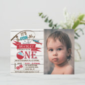 Im großen Foto 1. Geburtstag Einladung (Stehend Vorderseite)