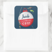 Im großen ONE Fishing zum Geburtstag Quadratischer Aufkleber (Tasche)