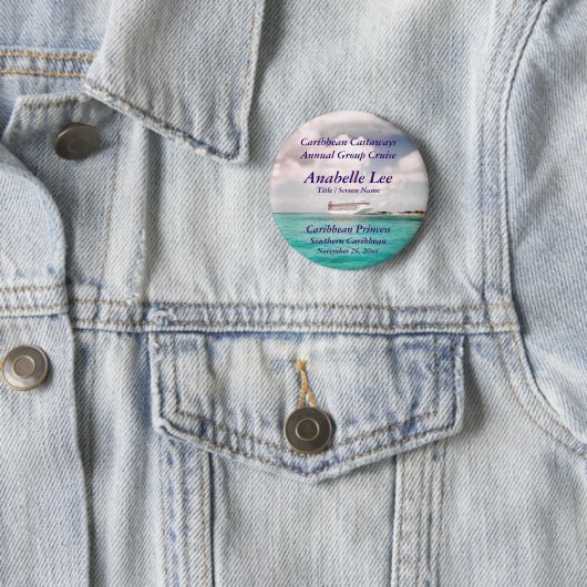 Im Hafen-Kreuzfahrt-Namen-Abzeichen Button (Beispiel)