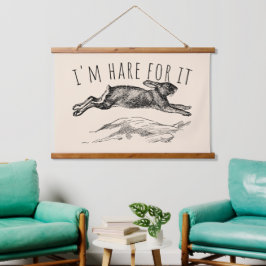 I'm Hare For It Punny Bunny Encouraging Wandteppich Mit Holzrahmen