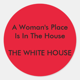 Im Haus des Weißen Hauses ist eine Frau untergebra Runder Aufkleber