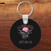 I'm Head Heffa Just Ask Me Bossy Highland Cow Base Schlüsselanhänger (Vorderseite)