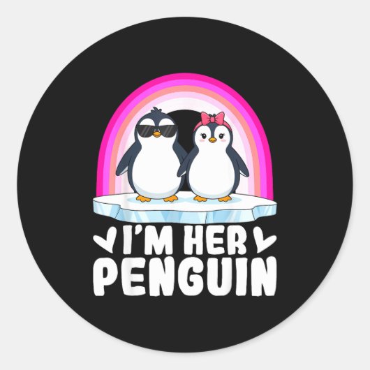 I'm Her Penguin Matching Couple Valentine Love Hea Runder Aufkleber (Vorderseite)