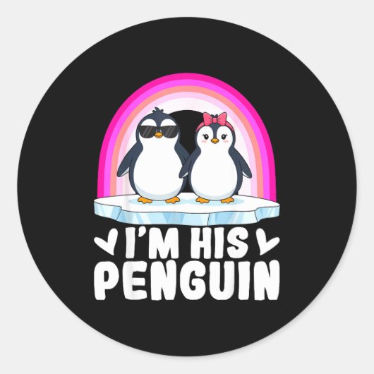 I'm Her Penguin Matching Couple Valentine Love Hea Runder Aufkleber (Vorderseite)