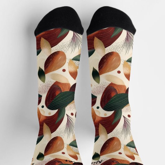 Im Herbst ernten Socken in Creme, Rost und Grün (Oben)