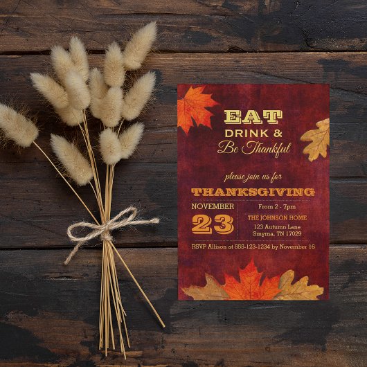 Im Herbst essen wir Getränke und sind dankbar für  Einladung