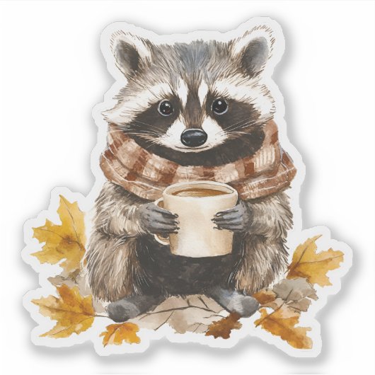 Im Herbst gibt es gemütliche Kokosnuss mit Tasse K Aufkleber (Vorderseite)