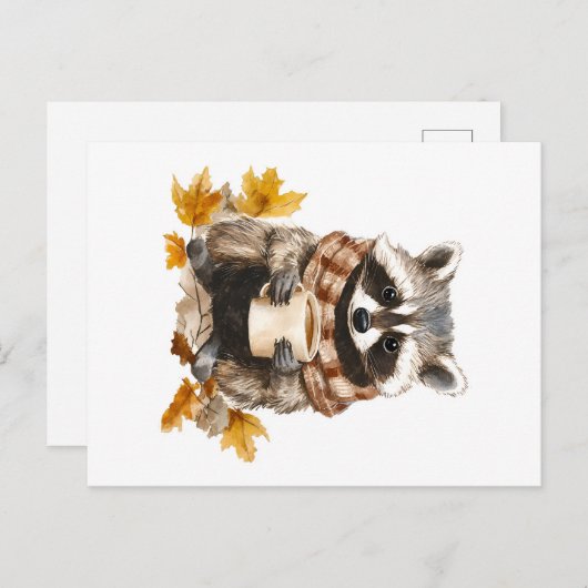 Im Herbst gibt es gemütliche Kokosnuss mit Tasse K Postkarte (Vorne/Hinten)