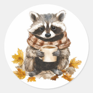 Im Herbst gibt es gemütliche Kokosnuss mit Tasse K Runder Aufkleber