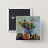 Im Herbst noch Leben mit Kürbis, Blume Button (Vorne & Hinten)