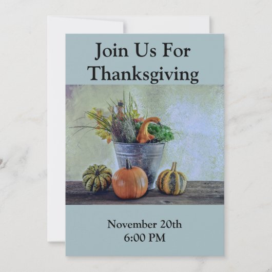 Im Herbst noch Leben mit Kürbis, Blume Einladung (Vorderseite)