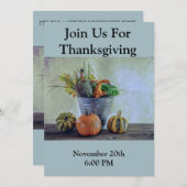 Im Herbst noch Leben mit Kürbis, Blume Einladung (Vorne/Hinten)