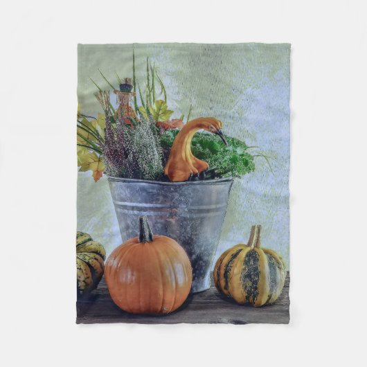 Im Herbst noch Leben mit Kürbis, Blume Fleecedecke (Vorderseite)