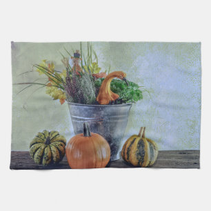 Im Herbst noch Leben mit Kürbis, Blume Geschirrtuch