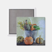 Im Herbst noch Leben mit Kürbis, Blume Magnet (Vorderseite/Rückseite)