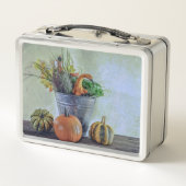 Im Herbst noch Leben mit Kürbis, Blume Metall Brotdose (Rückseite)
