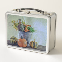 Im Herbst noch Leben mit Kürbis, Blume Metall Brotdose