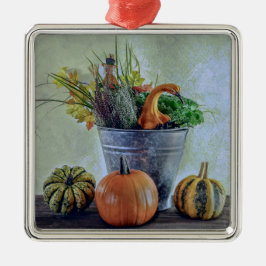 Im Herbst noch Leben mit Kürbis, Blume Ornament Aus Metall