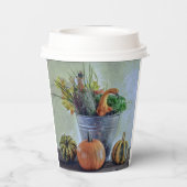 Im Herbst noch Leben mit Kürbis, Blume Pappbecher (Rückseite)