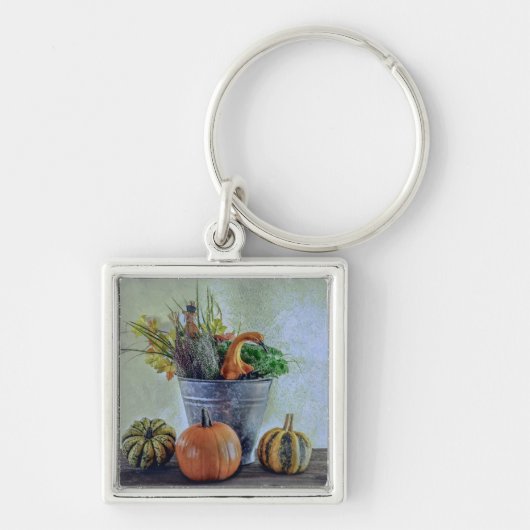 Im Herbst noch Leben mit Kürbis, Blume Schlüsselanhänger (Vorne)
