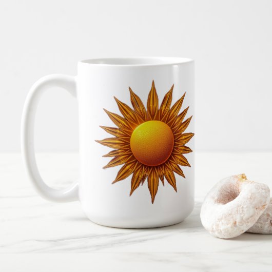 „Im Herz der Sonne – Wo Stille leuchtet“ Kaffeetasse (Mit Donut)