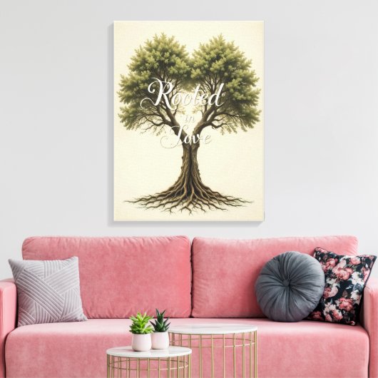 Im Herzen der Liebe verwurzelte Baum Wandkunst Leinwanddruck (Insitu (Wohnzimmer))