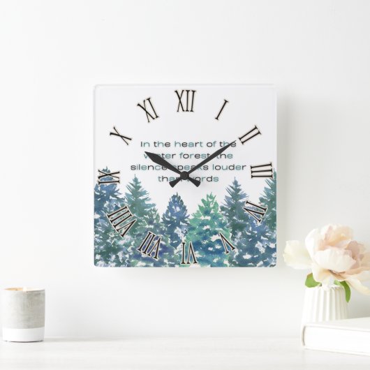 Im Herzen des Winterwaldes Quadratische Wanduhr (Zuhause)