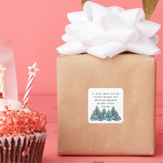 Im Herzen des Winterwaldes Quadratischer Aufkleber (Party)