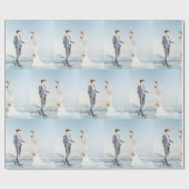 Im Himmel gepasste Elegante Braut und Groomehe Geschenkpapier (Flach)