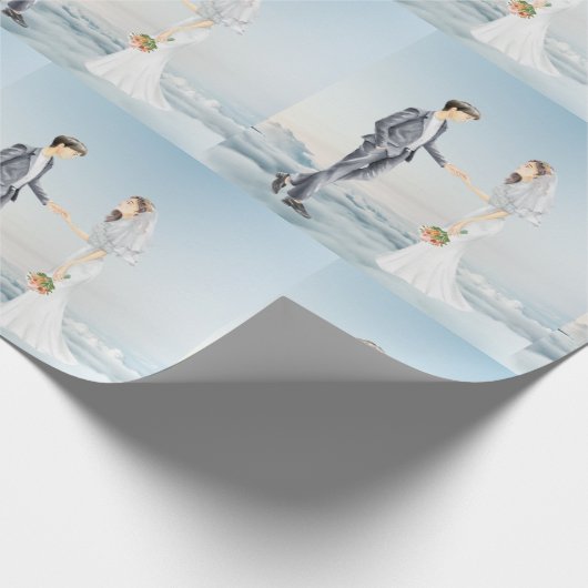 Im Himmel gepasste Elegante Braut und Groomehe Geschenkpapier (Ecke)
