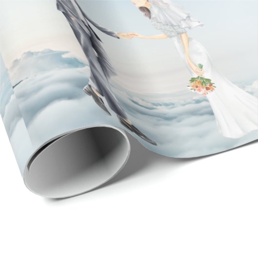Im Himmel gepasste Elegante Braut und Groomehe Geschenkpapier (Rolleneckpunkt)