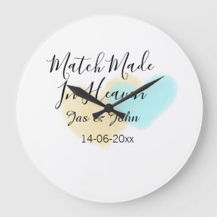Im Himmel geschlossene Ehe blau gelbe Pastellherz Große Wanduhr
