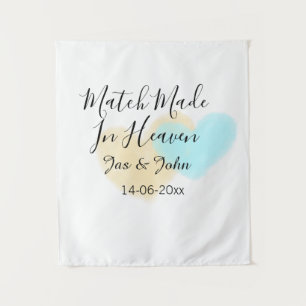 Im Himmel geschlossene Ehe blau gelbe Pastellherz Wandteppich