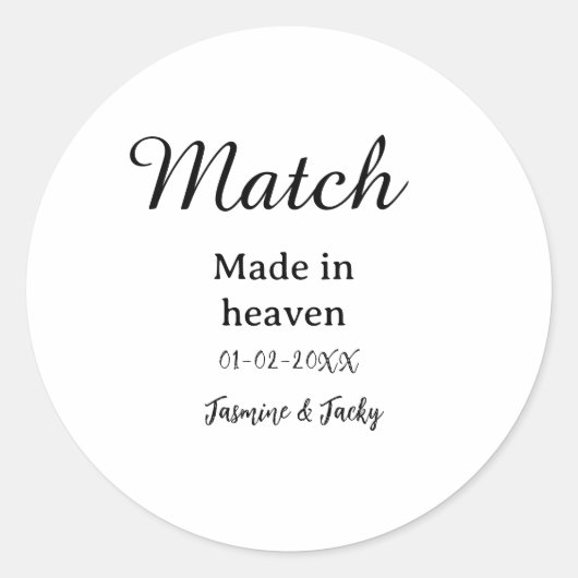 Im Himmel geschlossene Ehe Name Datum einfache Kal Runder Aufkleber (Vorderseite)